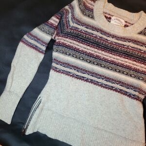 Cambridge Dry Goods Crew Neck Sweater Lambs Wool Women's Medium Striped Thick